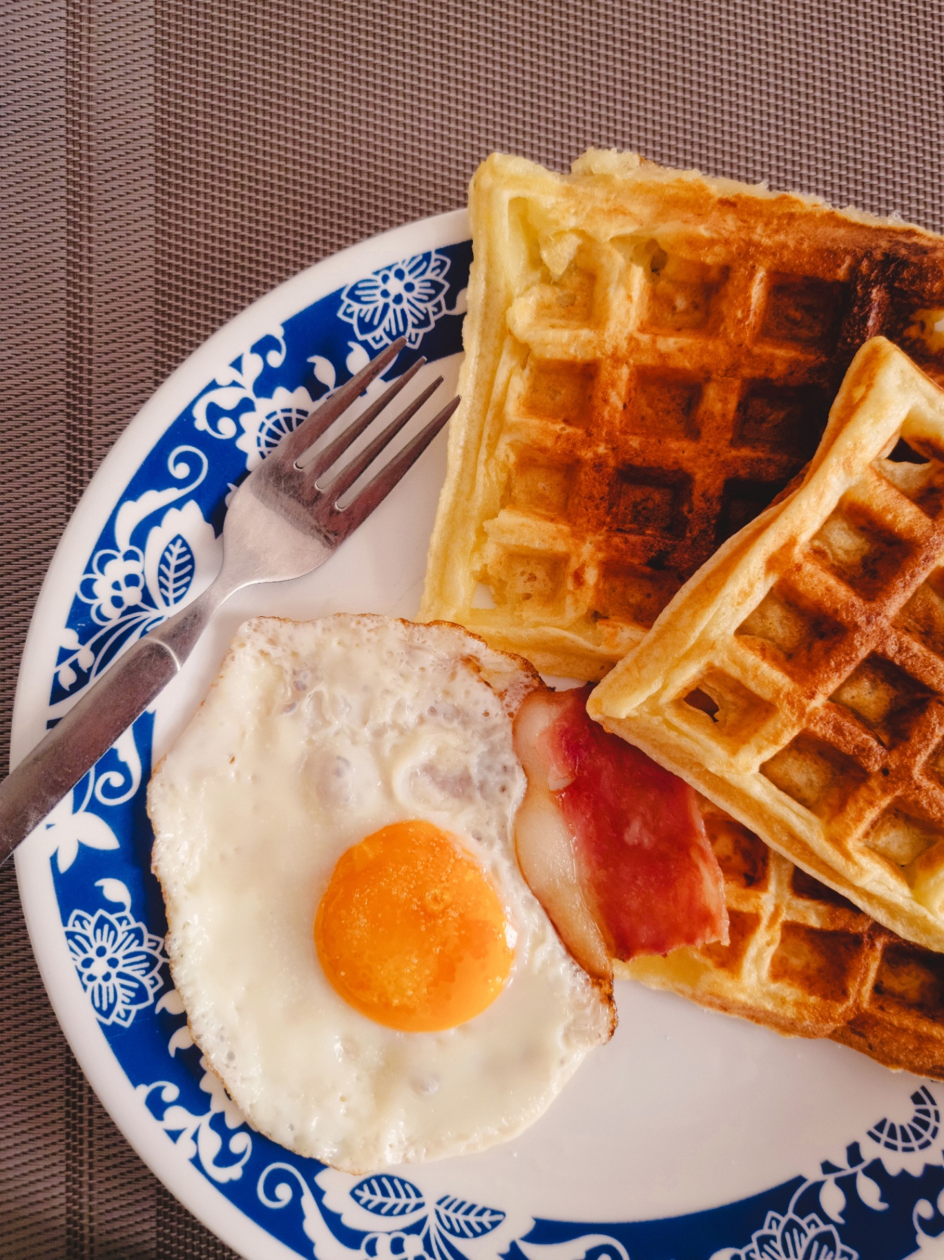Waffles and eggs